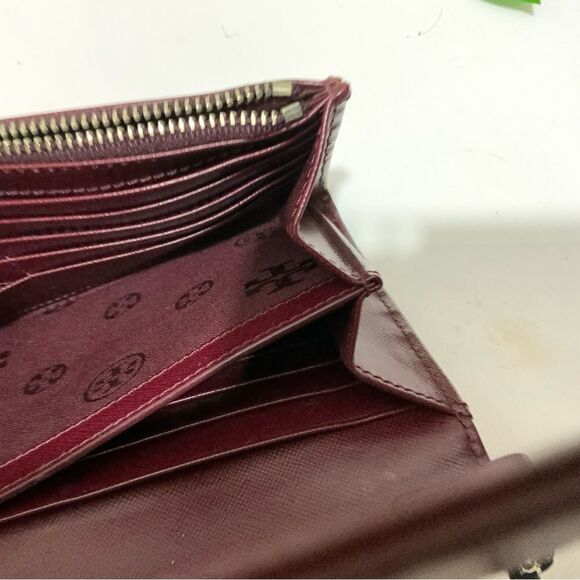 TORY BURCH Red orange Leather Robinson Chain Link Crossbody Wallet - Picture 7 of 16